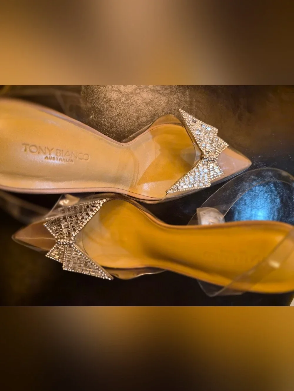 Tony Bianco Clear PVC Slingback Heel with Crystal Star Accent